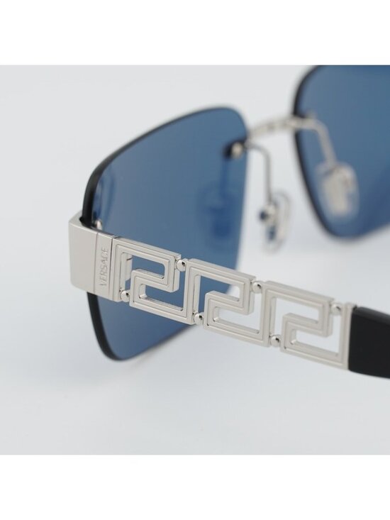 Versace VE2298 1001/80 Sunglasses Silver Rectangle Frame, Blue Lenses main image 5